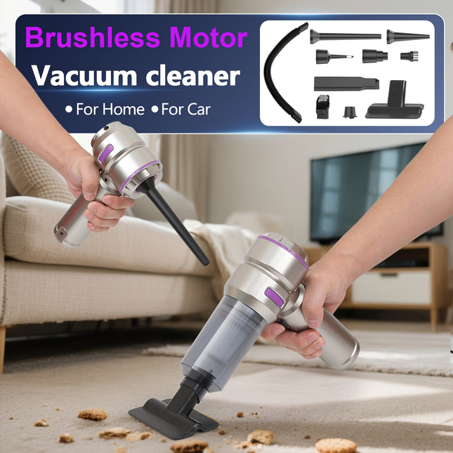 4-in-1 Portable Handheld Vacuum Cleaner – 16000Pa Strong Suction, Brushless Motor, USB Rechargeable – Cordless Mini Air Purifier & Dust Cleaner for Car, Home, and Office