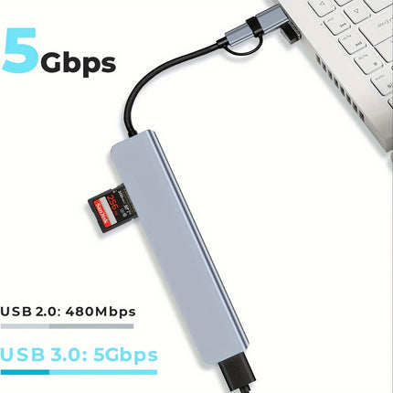 8-in-1 USB Hub with Audio Jack – Multi-Port USB-Powered Adapter for Tablets | Expand Connectivity Easily