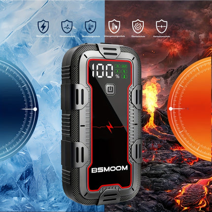 BSMOOM 12V 6000A Car Jump Starter – High-Capacity Battery Booster Pack with LED Flashlight, LCD Display, Power Bank & Quick Charge