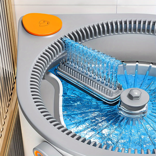 Joybos Spin Mop and Bucket System – 360° Swivel Handle, 6 Microfiber Pads, Hands-Free Self-Cleaning Design for All Floor Types