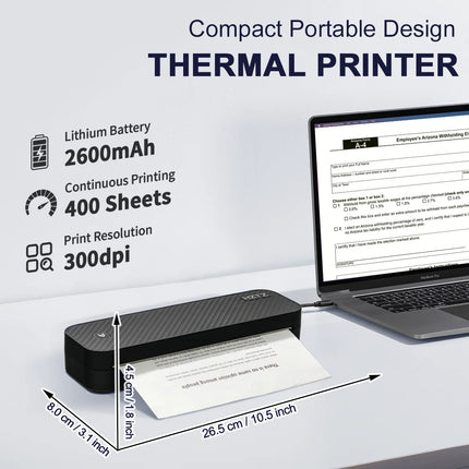 Inkless Portable A4 Thermal Printer – Bluetooth Wireless Mobile Printing Machine for PDF, Word, Excel | EasyPrint App Compatible | Office, Home, School (Pack of 2)