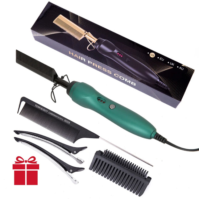 Leeons Electric Hot Comb Hair Straightener – Wet & Dry Use, 230°C Heating, Tourmaline Ceramic Flat Iron