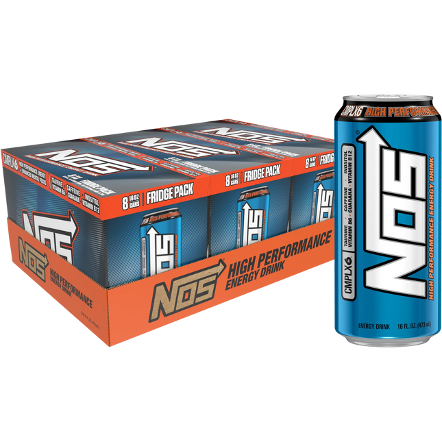 NOS High Performance Energy Drink - 16 Fl Oz Cans (Pack of 24) | CMPLX6 Energy Blend with Caffeine, B Vitamins & Taurine | Tropical Citrus Flavor