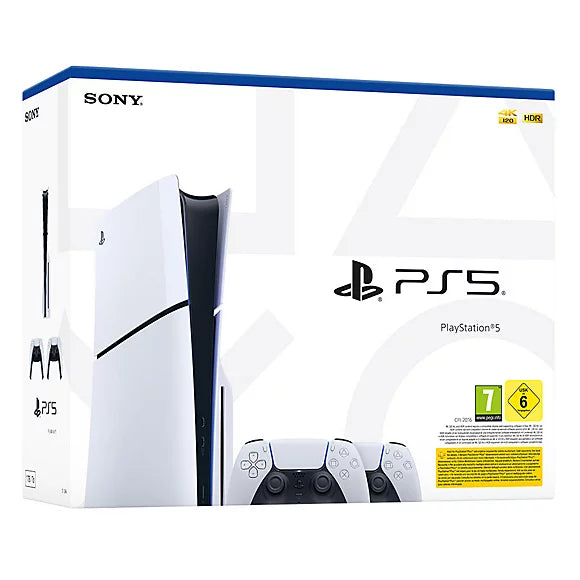 PlayStation®5 Slim Console Bundle with DualSense™ Wireless Controller Two-Pack – 1TB SSD, 4K Gaming, Ray Tracing & Haptic Feedback