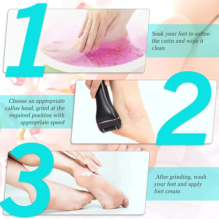 Electric Callus Remover Professional Foot File Grinder – Rechargeable Pedicure Machine with 3 Quartz Head