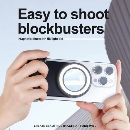 2025 MagSafe Bluetooth Shutter Phone Holder – Camera Handle Grip & Selfie Stabilizer with Fill Light