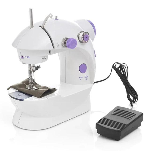 Mini Electric Sewing Machine – Portable Double Speed Stitch Tool with Night Light & Foot Pedal for Beginners
