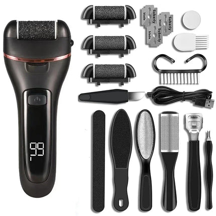 Electric Callus Remover Professional Foot File Grinder – Rechargeable Pedicure Machine with 3 Quartz Head