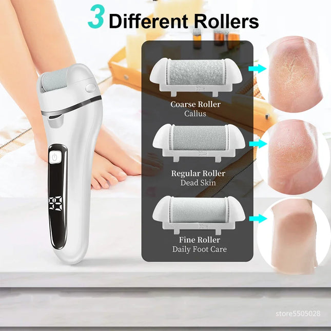 Electric Callus Remover Professional Foot File Grinder – Rechargeable Pedicure Machine with 3 Quartz Head