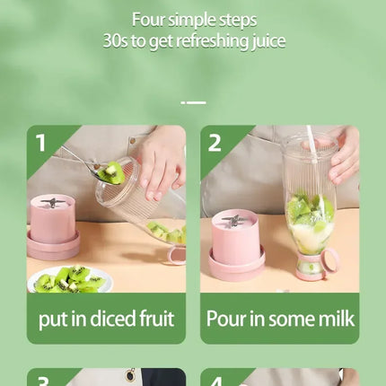 Electric Juicer Cup 6 Blades Blender Milkshake Machine USB Portable Fruit Milk Mixing Tool Mini Fresh Juice Blender