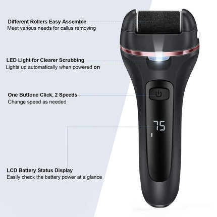 Electric Callus Remover Professional Foot File Grinder – Rechargeable Pedicure Machine with 3 Quartz Head