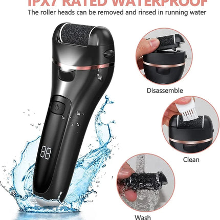 Electric Callus Remover Professional Foot File Grinder – Rechargeable Pedicure Machine with 3 Quartz Head