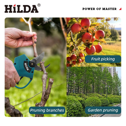 HILDA Brushless Electric Pruning Shears – Cordless Fruit Tree Branch Scissors | Fits Makita 18V Battery