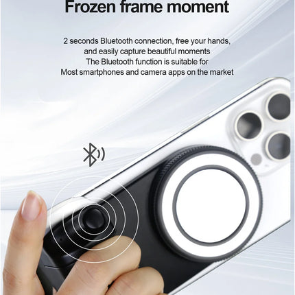 2025 MagSafe Bluetooth Shutter Phone Holder – Camera Handle Grip & Selfie Stabilizer with Fill Light