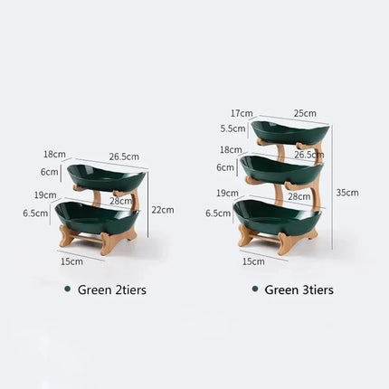 1/2/3 Tier Fruit Plate – Light Luxury Plastic Snack & Candy Dish with Wooden Handle for Home, Kitchen, Living Room