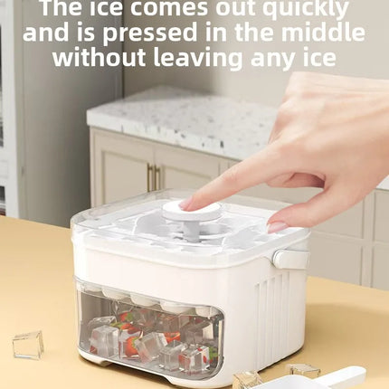 50-Cube Ice Maker with Easy-Press Lid – Large Capacity, Reusable Food-Grade Ice Cube Mold