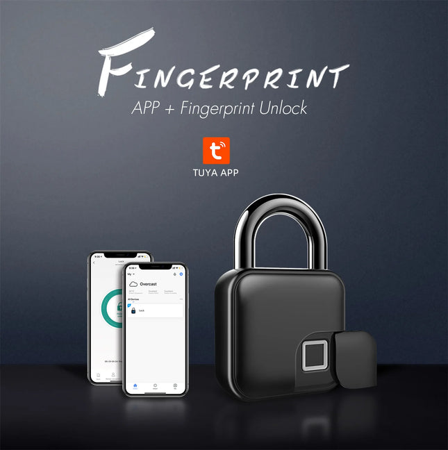TUYA Smart Fingerprint Padlock IP65 Waterproof Zinc Alloy – Bluetooth-Enabled Keyless Lock for Travel Bags, Cabinets, Garden Doors & More