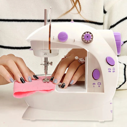 Household Mini Sewing Machine 202 – Portable Handheld Stitch Tool with Light, Cutter & Foot Pedal