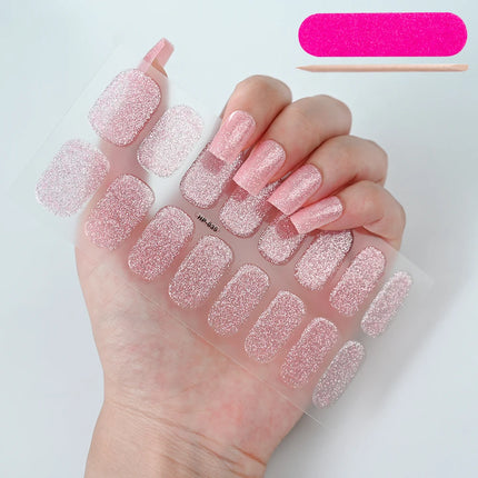 16Tips Semi-Cured Gel Nail Stickers – Pure Color UV/LED Gel Polish Wraps | Long-Lasting, Easy-to-Use Nail Decoration
