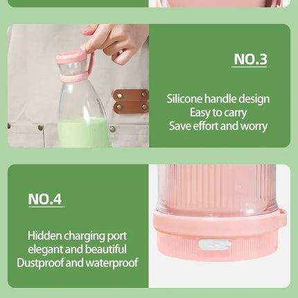Electric Juicer Cup 6 Blades Blender Milkshake Machine USB Portable Fruit Milk Mixing Tool Mini Fresh Juice Blender