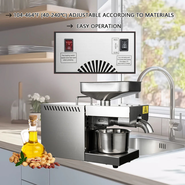 1500W Automatic Cold Press Oil Machine – Stainless Steel Oil Extractor for Sunflower Seeds, Olives, Nuts & More