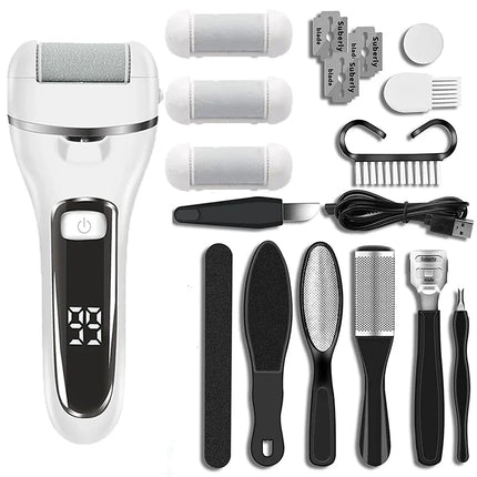 Electric Callus Remover Professional Foot File Grinder – Rechargeable Pedicure Machine with 3 Quartz Head