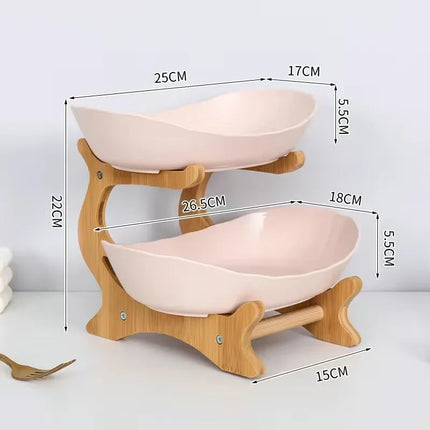 1/2/3 Tier Fruit Plate – Light Luxury Plastic Snack & Candy Dish with Wooden Handle for Home, Kitchen, Living Room