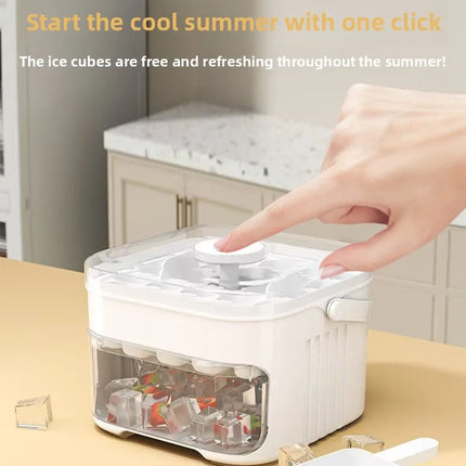 50-Cube Ice Maker with Easy-Press Lid – Large Capacity, Reusable Food-Grade Ice Cube Mold