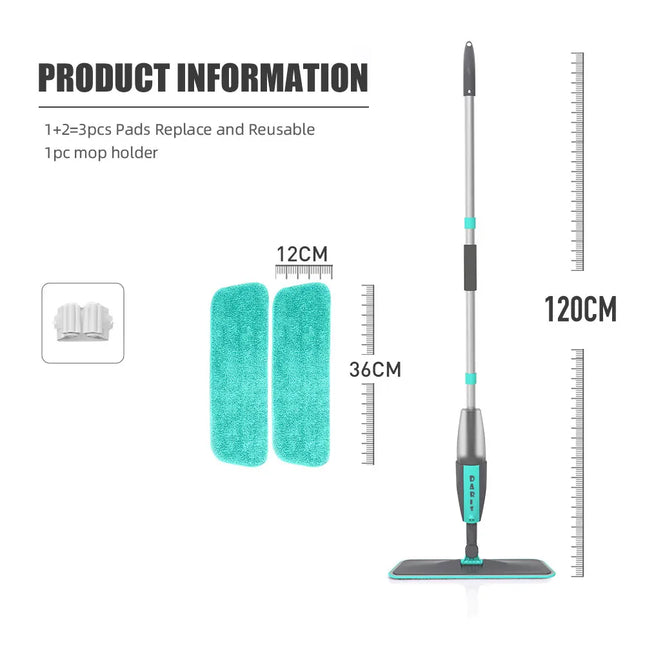 Magic 360° Rotating Spray Mop – Flat Floor Cleaning Broom with Microfiber Pads & Telescopic Handle – Refillable Tank