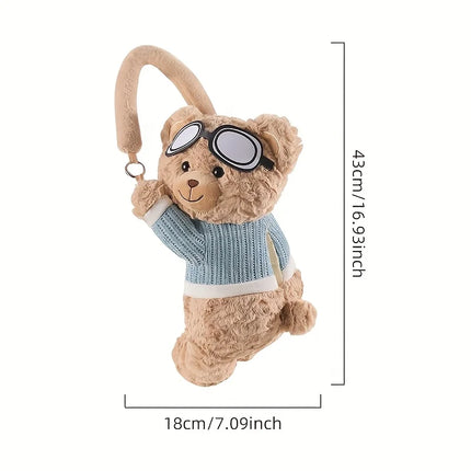 Cute Bear Car Seat Back Tissue Holder – Soft Plush Hanging Organizer for Tissues & Small Items