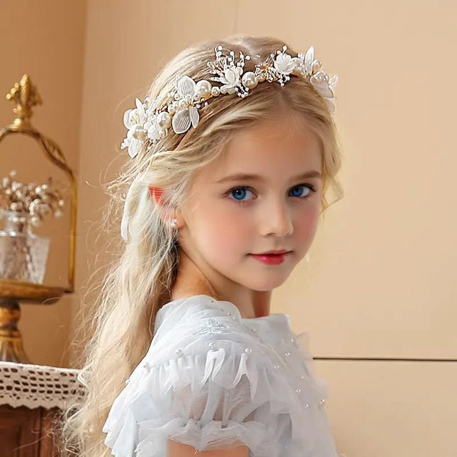 Kids Flower Crown Head Wreath – Floral Headpiece Circlet for Girls, Flowergirl Tiara Hair Accessory
