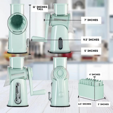 5-in-1 Rotary Cheese Grater with Handle – Stainless Steel Blades | Vegetable Slicer, Nut Grinder, Shredder & Easy-Clean Kitchen Tool