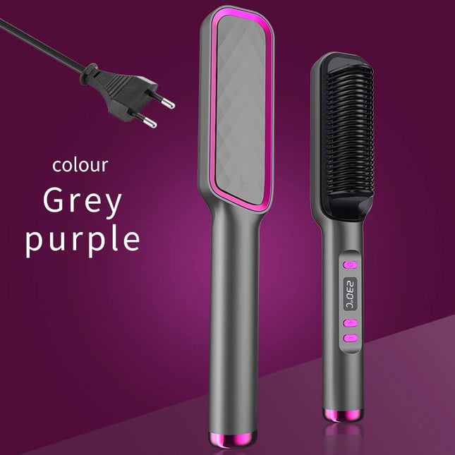 Electric Hot Comb Hair Straightener Brush – Negative Ion Anti-Scalding Styling Tool with LED Display | Multifunctional Straightening Comb for Dry & Wet Hair