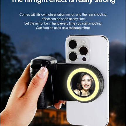 2025 MagSafe Bluetooth Shutter Phone Holder – Camera Handle Grip & Selfie Stabilizer with Fill Light