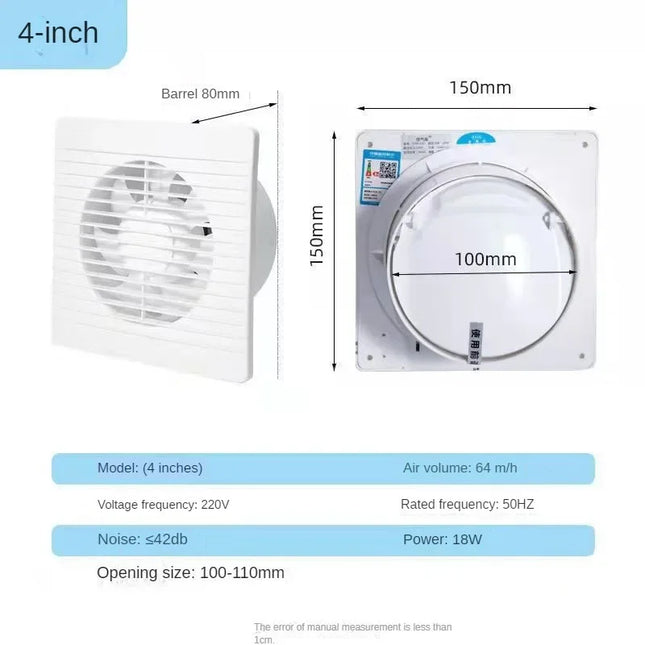 4" 6" 8" Electric Exhaust Fan – Powerful & Quiet Extractor for Bathroom, Kitchen & Household Ventilation