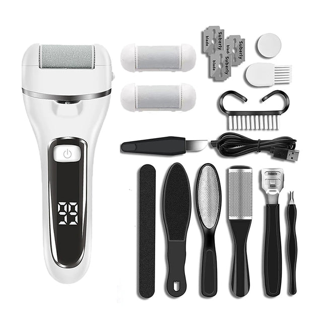 Electric Callus Remover Professional Foot File Grinder – Rechargeable Pedicure Machine with 3 Quartz Head