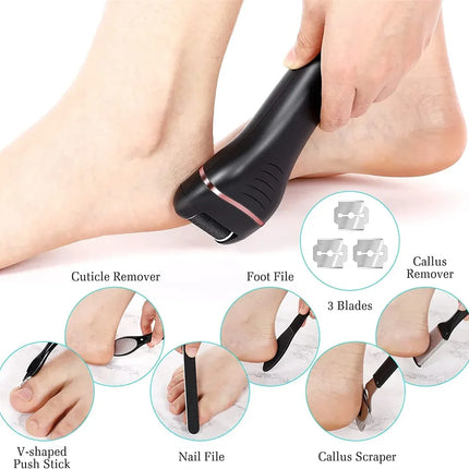 Electric Callus Remover Professional Foot File Grinder – Rechargeable Pedicure Machine with 3 Quartz Head