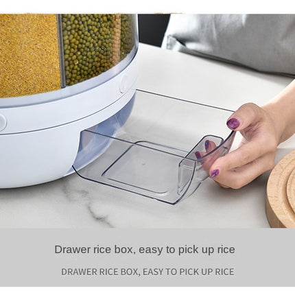 360° Rotating Rice Dispenser – Sealed Cereal & Grain Storage Container – Moisture-Proof Kitchen Food Organizer