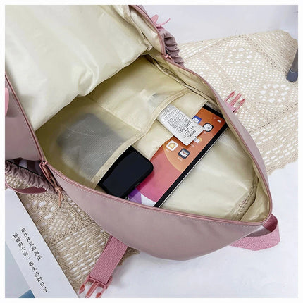 Cute Women’s Waterproof Nylon Backpack – Multi-Pocket Kawaii School & Laptop Bag (Fits 15-inch Laptop, A4 Books)