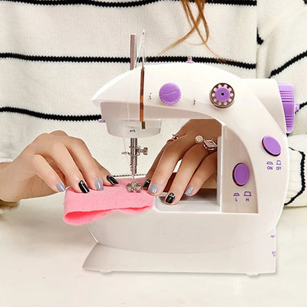 Household Mini Sewing Machine 202 – Portable Handheld Stitch Tool with Light, Cutter & Foot Pedal