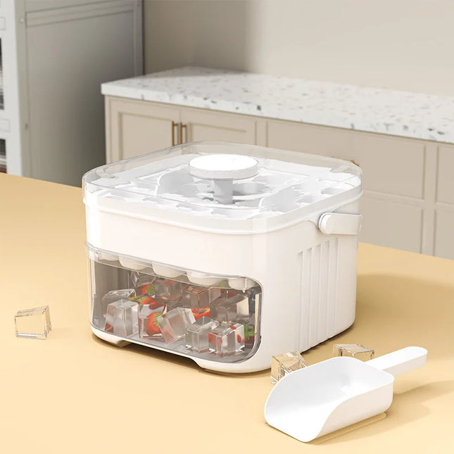 50-Cube Ice Maker with Easy-Press Lid – Large Capacity, Reusable Food-Grade Ice Cube Mold