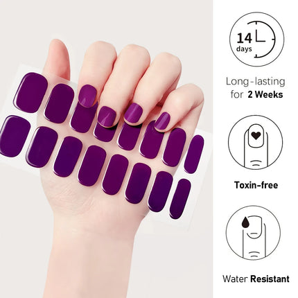 16Tips Semi-Cured Gel Nail Stickers – Pure Color UV/LED Gel Polish Wraps | Long-Lasting, Easy-to-Use Nail Decoration