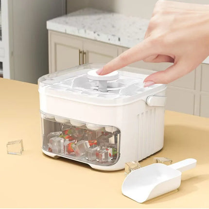 50-Cube Ice Maker with Easy-Press Lid – Large Capacity, Reusable Food-Grade Ice Cube Mold