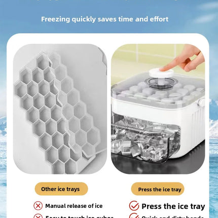50-Cube Ice Maker with Easy-Press Lid – Large Capacity, Reusable Food-Grade Ice Cube Mold