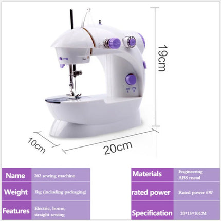 Household Mini Sewing Machine 202 – Portable Handheld Stitch Tool with Light, Cutter & Foot Pedal