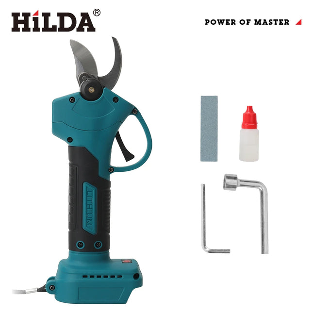 HILDA Brushless Electric Pruning Shears – Cordless Fruit Tree Branch Scissors | Fits Makita 18V Battery
