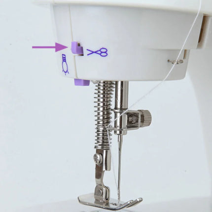 Household Mini Sewing Machine 202 – Portable Handheld Stitch Tool with Light, Cutter & Foot Pedal