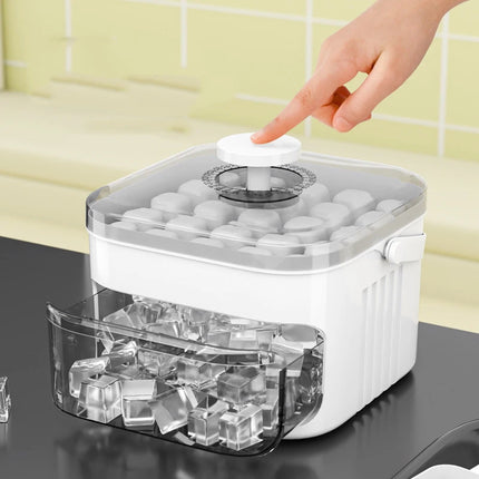 50-Cube Ice Maker with Easy-Press Lid – Large Capacity, Reusable Food-Grade Ice Cube Mold
