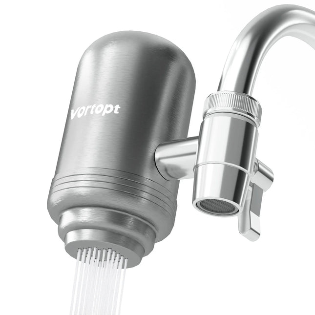 Stainless Steel Faucet Tap Water Filter – NSF Certified Purifier System with Activated Carbon | Reduces Lead, Chlorine & Bad Taste for Kitchen Use