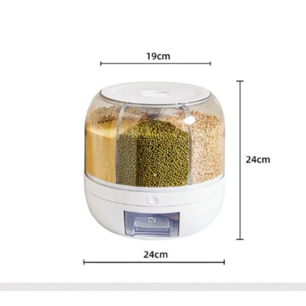 360° Rotating Rice Dispenser – Sealed Cereal & Grain Storage Container – Moisture-Proof Kitchen Food Organizer